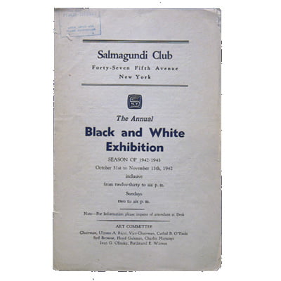 an old black and white exhibition pamphlet.