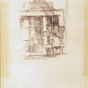 [Unknown artist] : [etching of a bookstore], 1972.