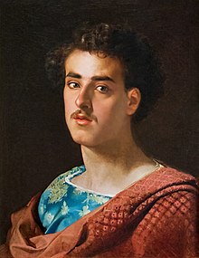 a painting of a man with a scarf around his neck.