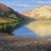 Ken Salaz (b.1970) : Sunrise in the Sierra at Convict lake, 2000s.