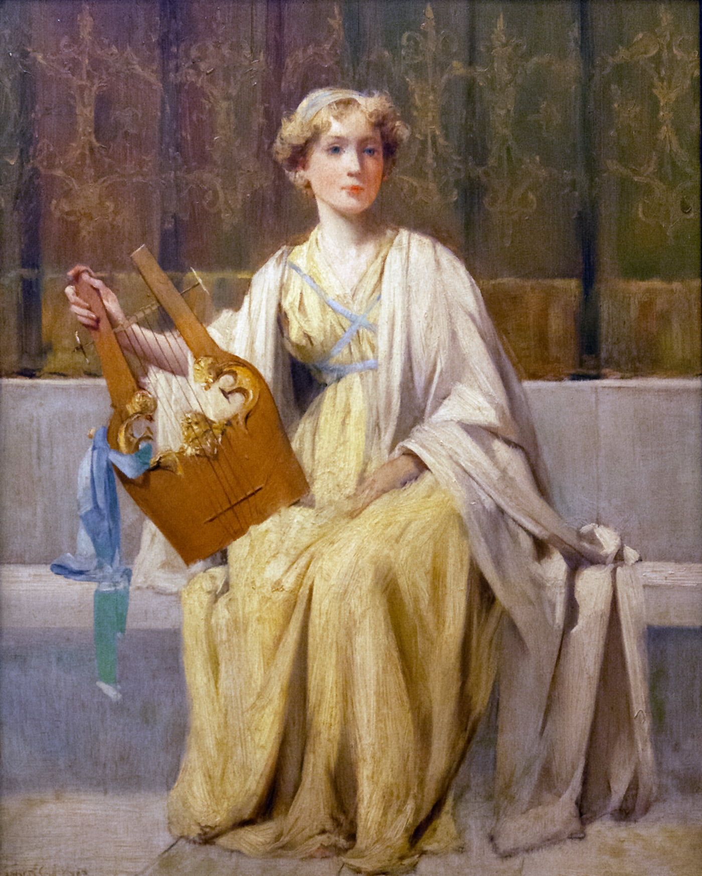 Francis Coates Jones (1857-1932) : Woman with lyre, ca.1880s.