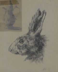 2022.58_Albert_Lorey_Groll_Study _of _teapot _mounted _on _drawing _of_Rabbit