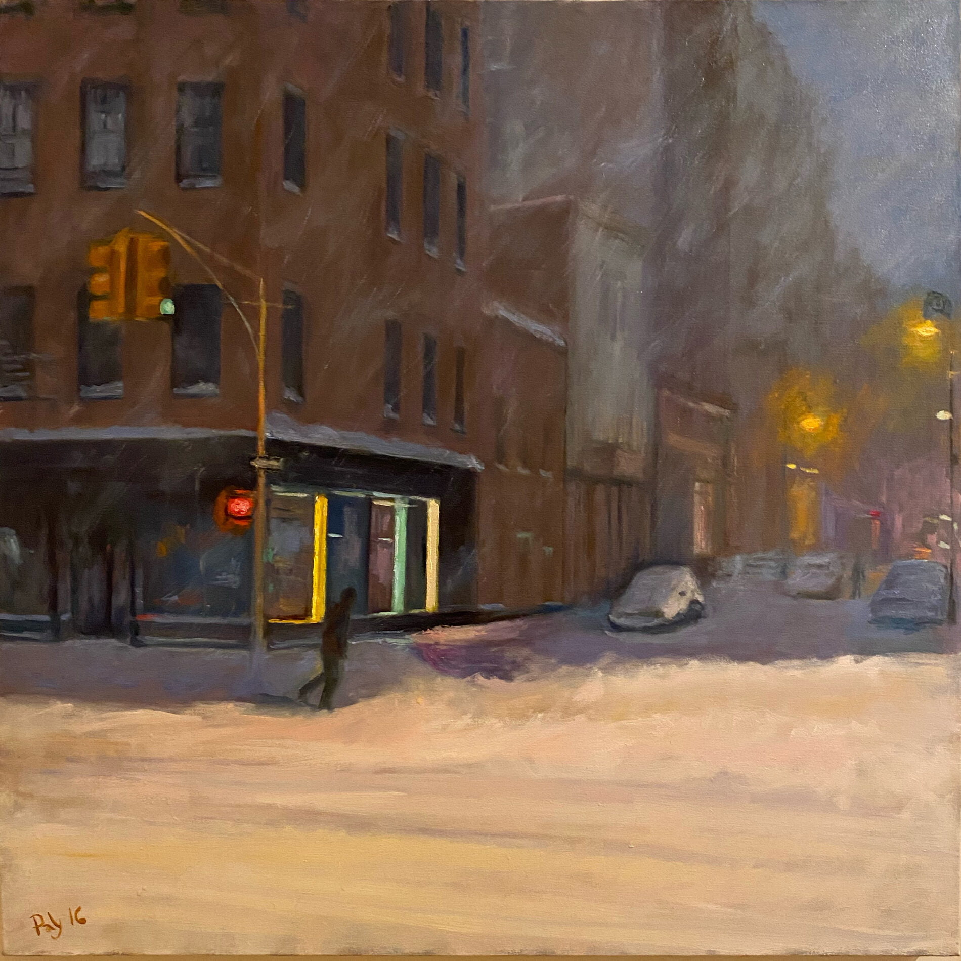 Bruce Paly [NM] : Winter storm Mercer Street, 2022. | Salmagundi Club