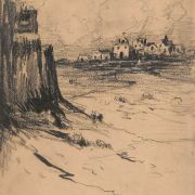A drawing of a desert townscape with houses on it by Albert Lorey Groll (1866-1952) [RA 1900-1952], ca. 1900s.