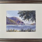 Storm King on the Hudson by Amanda Epstein in a brown frame.