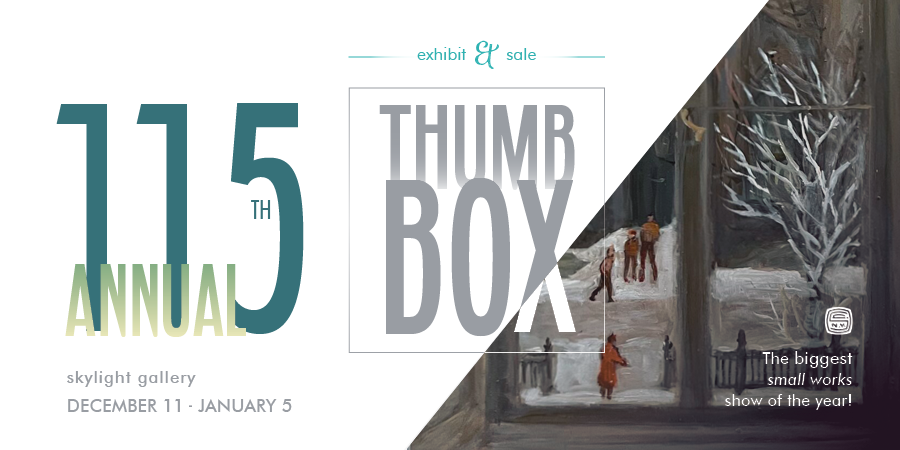 Smaller website banner for 2023 SCNY Thumb-box exhibition.