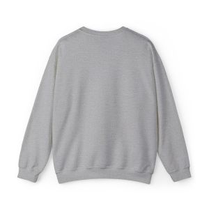 The back view of a grey sweatshirt on a white background.