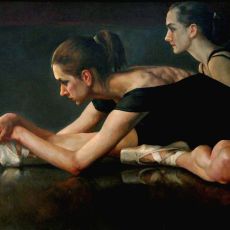 A painting of two ballerinas.